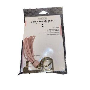 NWT PIECES OF ME Don't Touch That! Keychain with Pink Faux Leather Tassel